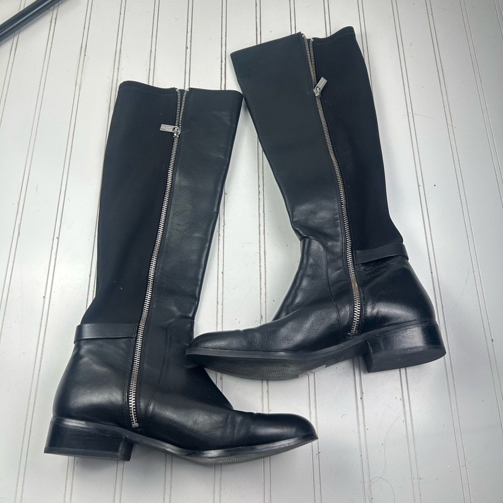 Michael Kors Hamilton Stretch Leather Knee High Riding Boots Womenโs Size 9M - Picture 4 of 10